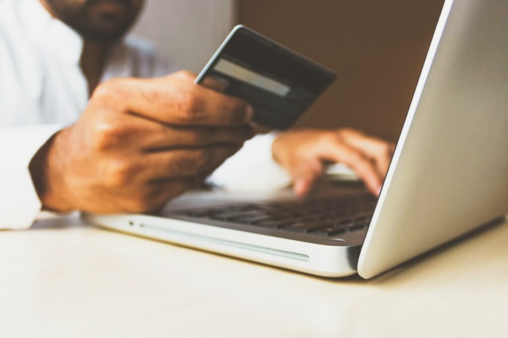 Card payment on laptop